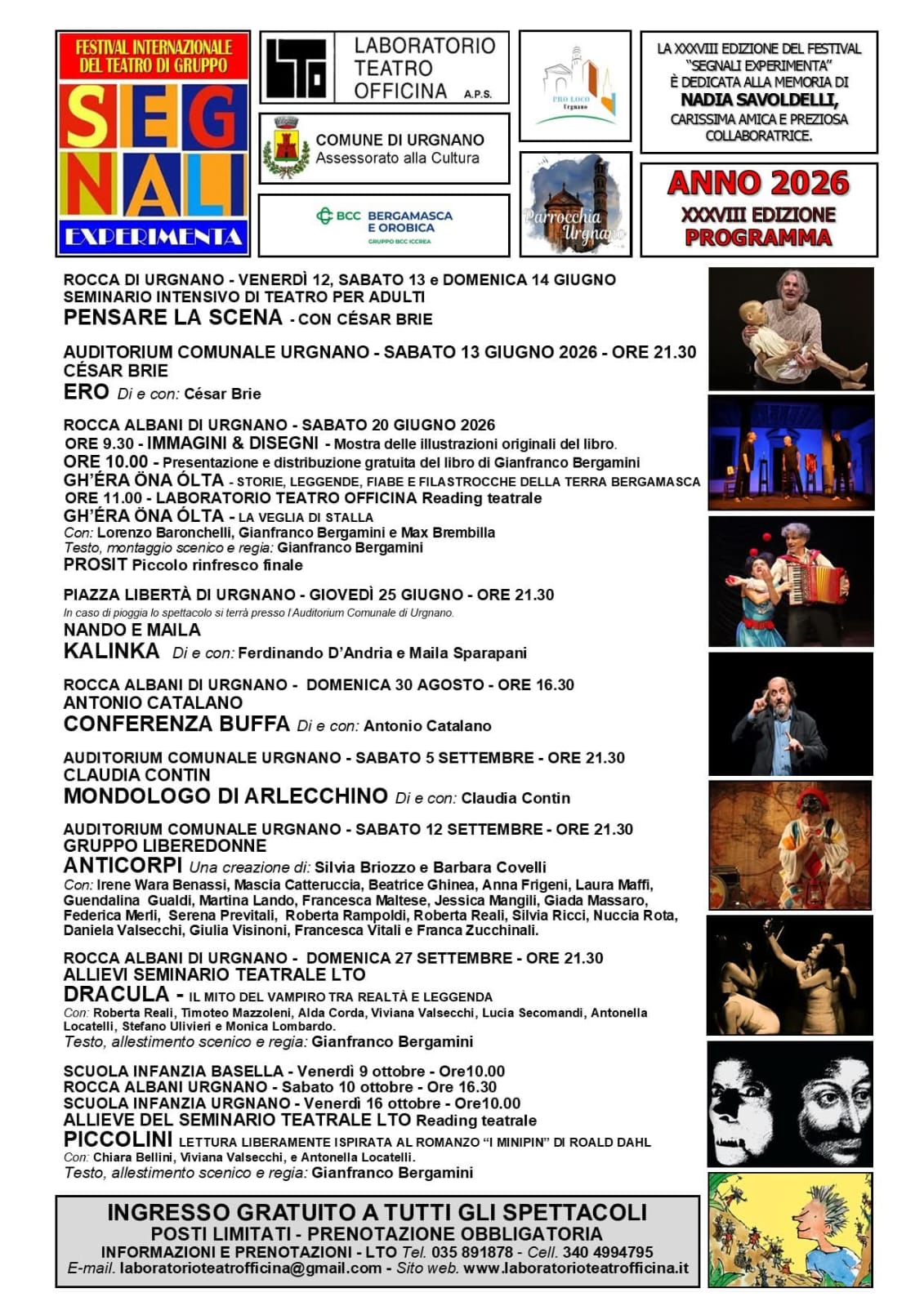 Festival teatrale "Segnali Experimenta" - 38a edizione